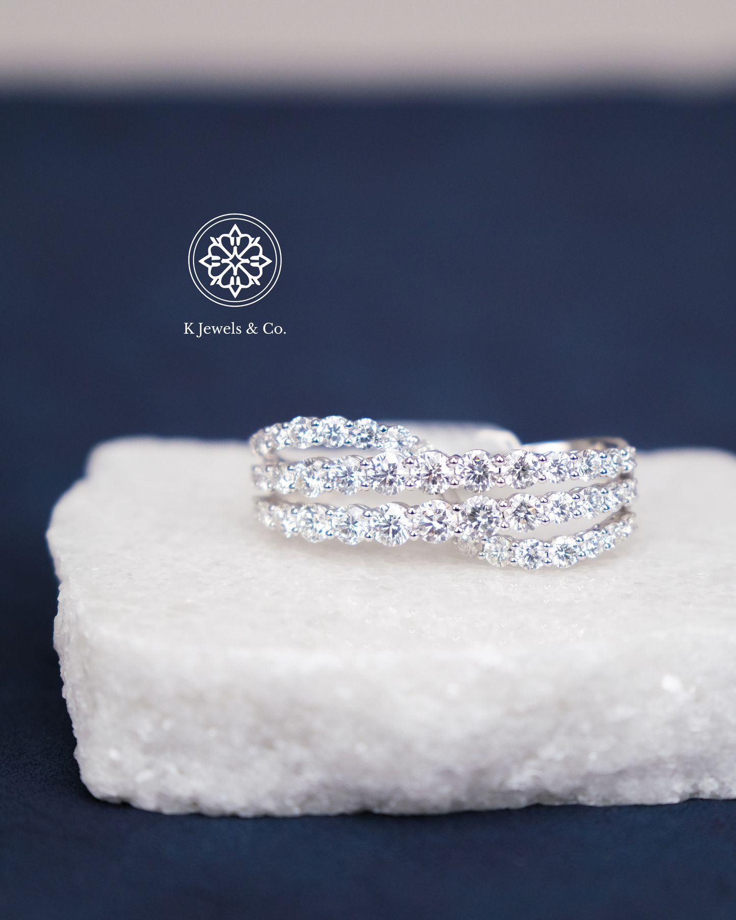 Double Diamond Ring in White Gold