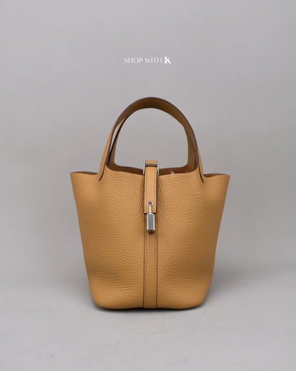 Hermes Picotin 18 Biscuit PHW