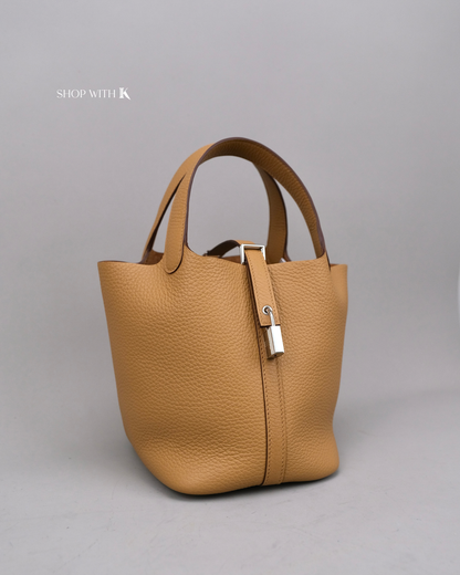 Hermes Picotin 18 Biscuit PHW