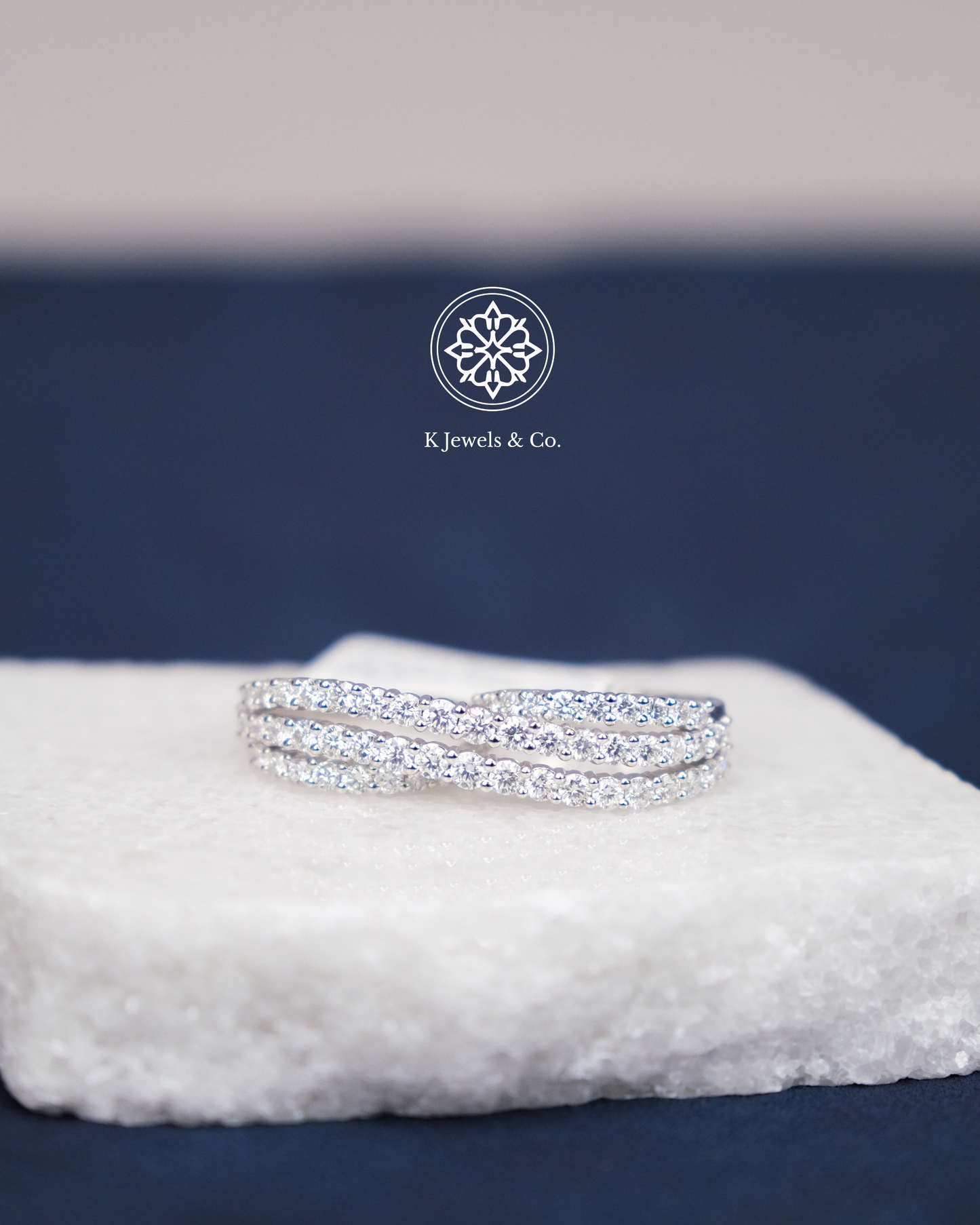 Double Diamond Ring in White Gold