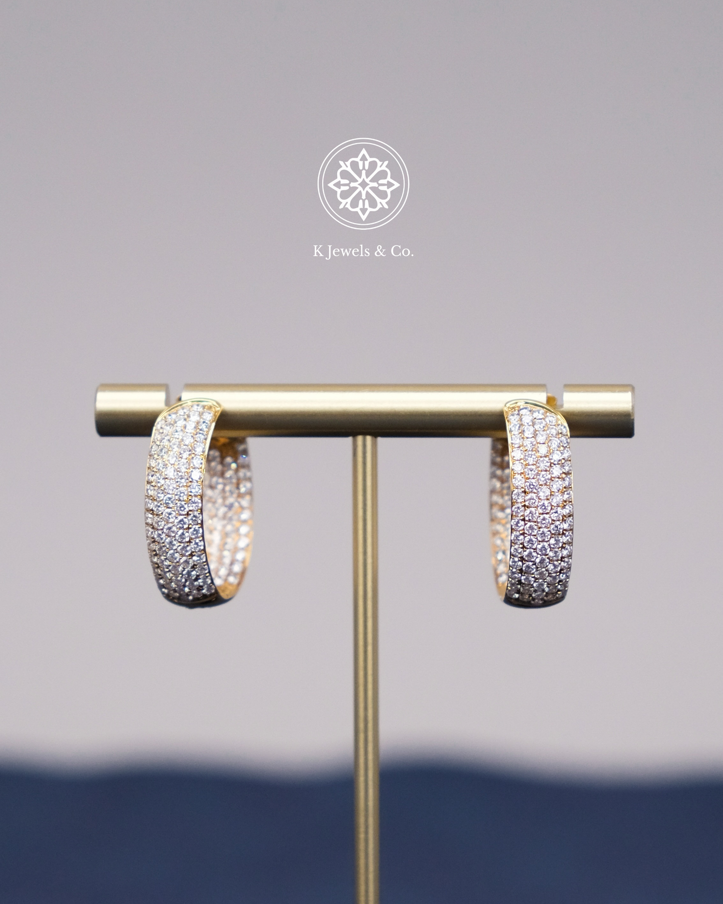 Diamond Loop Earrings in Yellow Gold