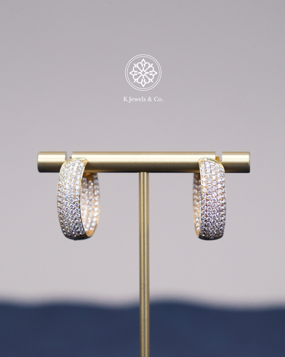Diamond Loop Earrings in Yellow Gold