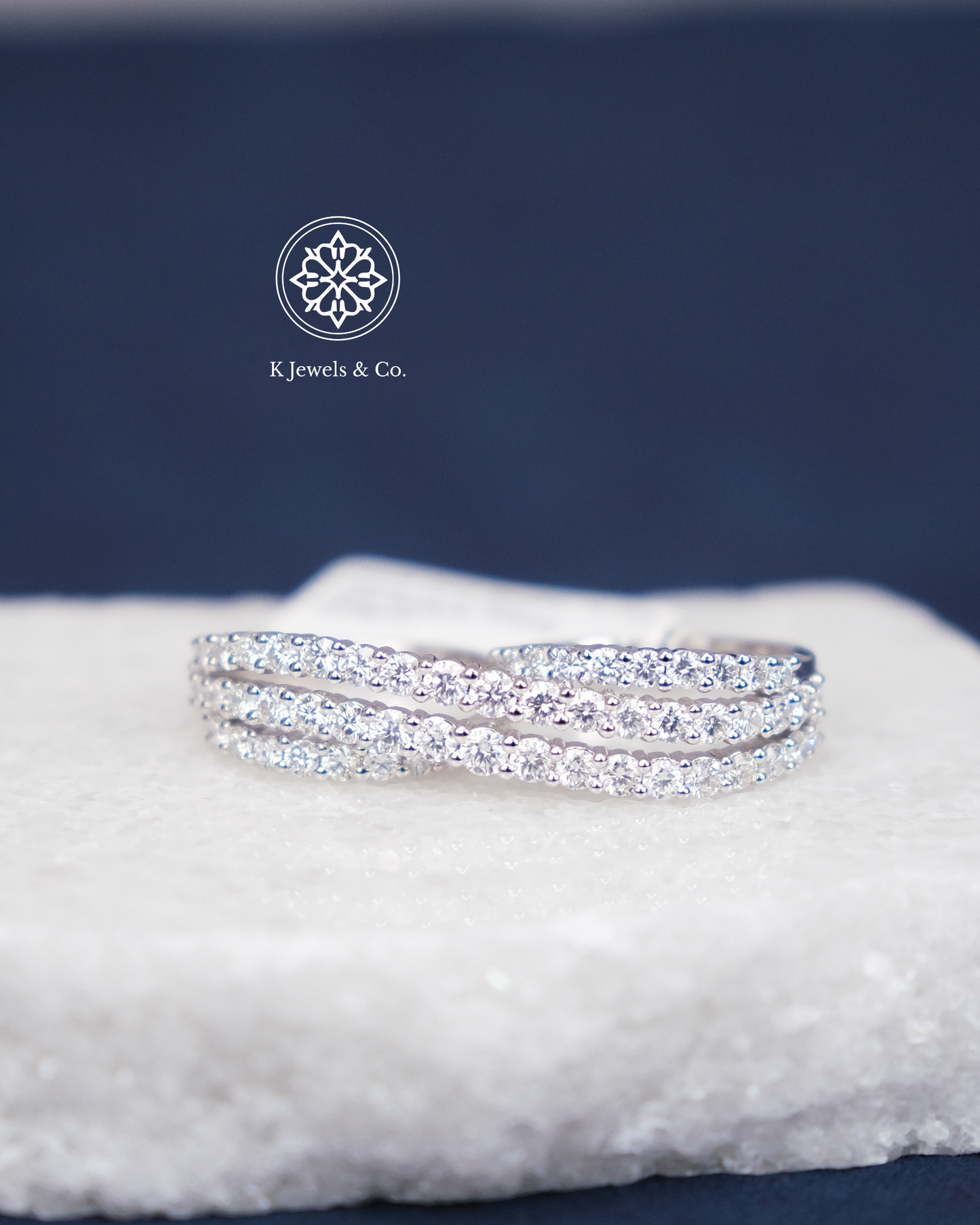 Double Diamond Ring in White Gold