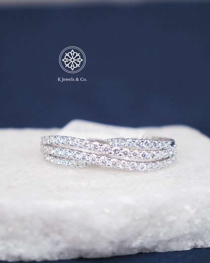 Double Diamond Ring in White Gold