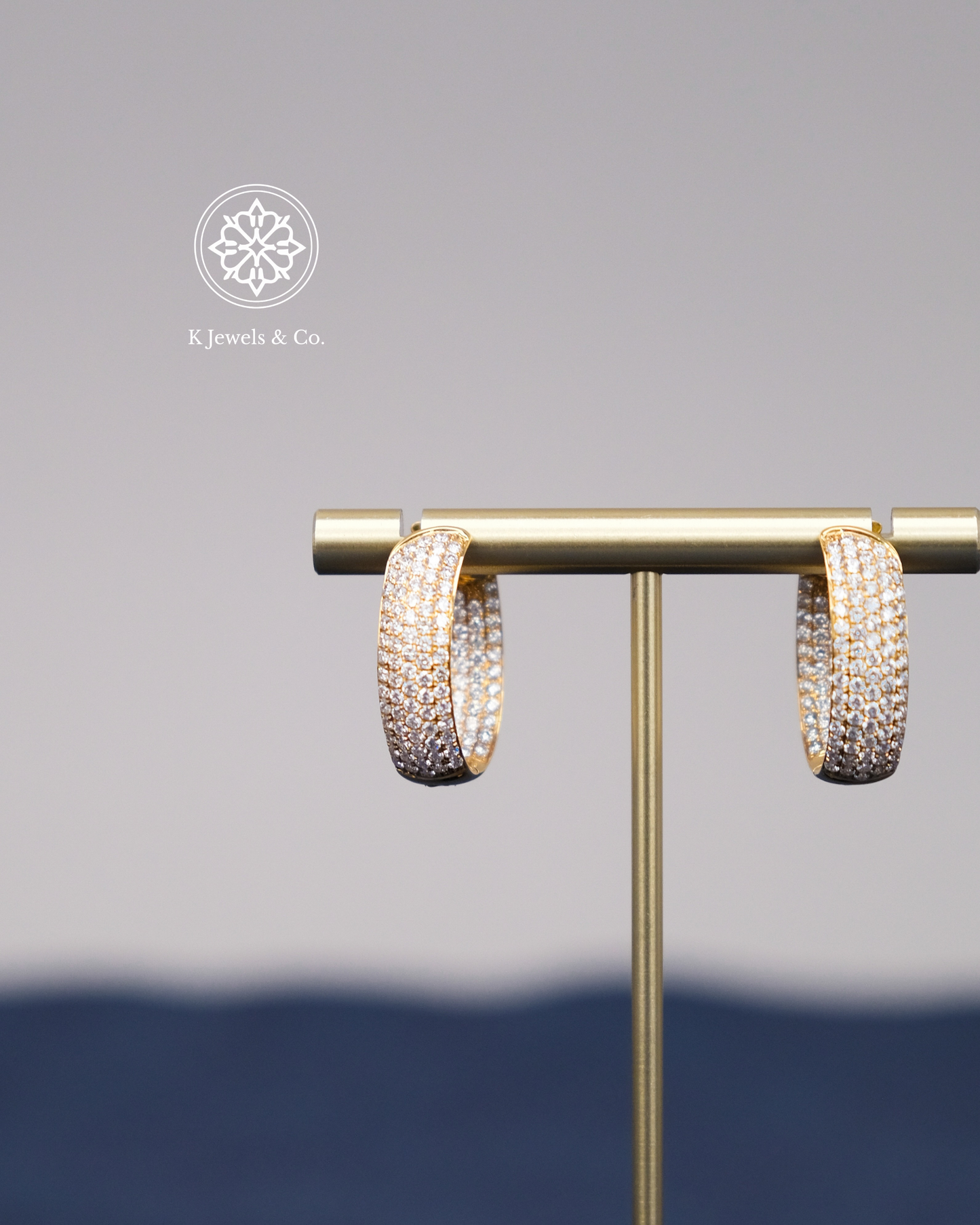 Diamond Loop Earrings in Yellow Gold