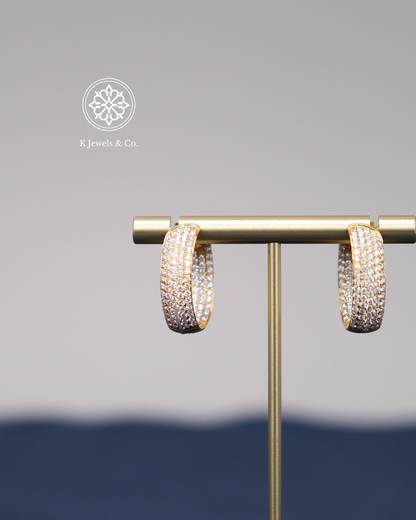 Diamond Loop Earrings in Yellow Gold