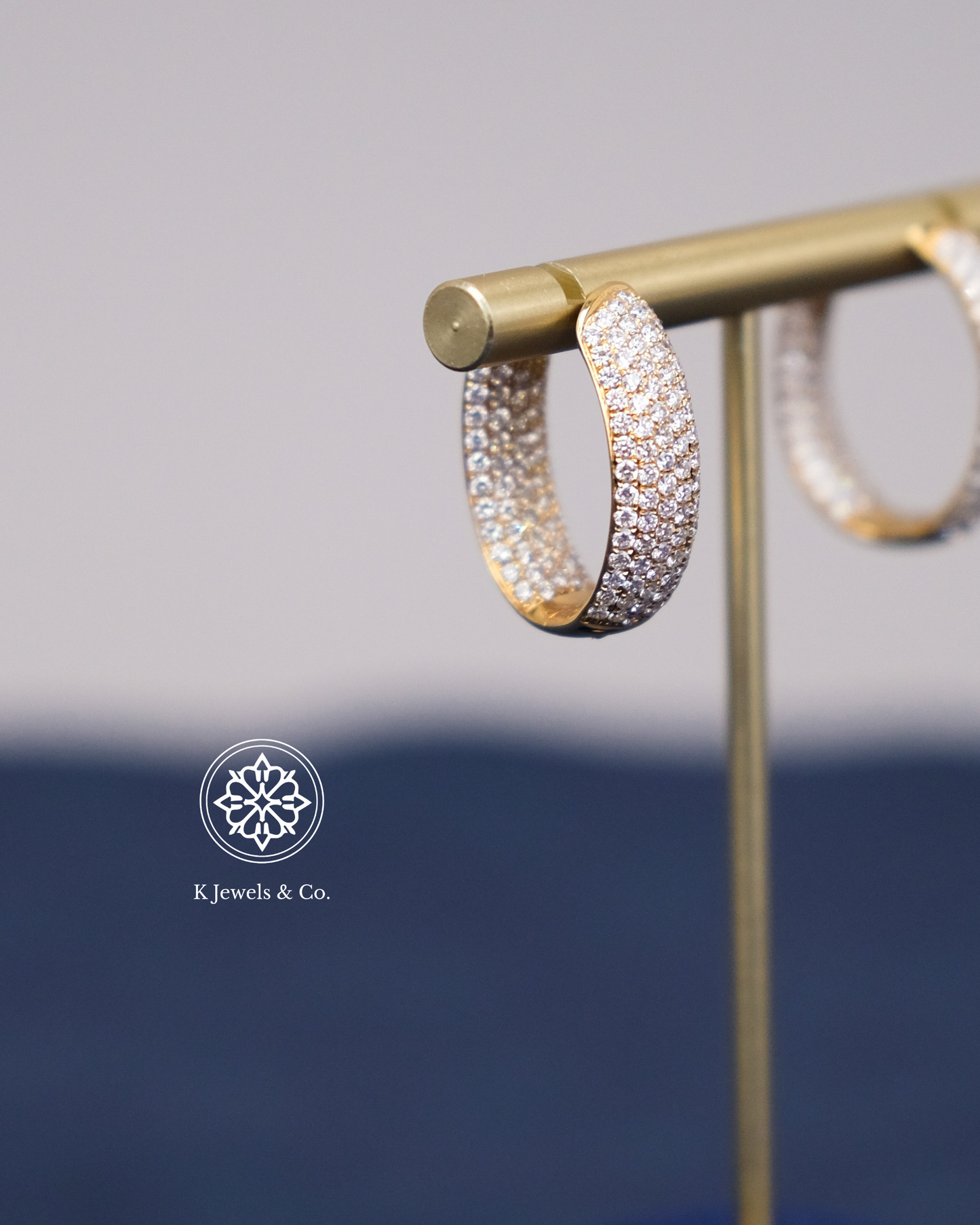 Diamond Loop Earrings in Yellow Gold