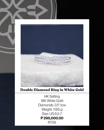 Double Diamond Ring in White Gold