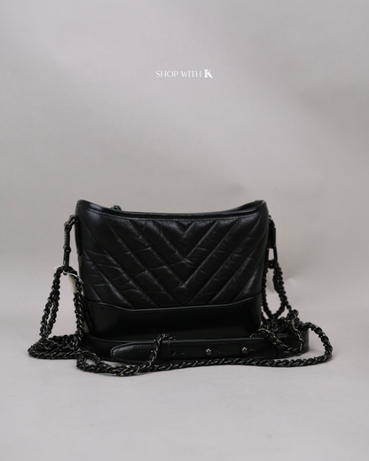 Chanel Small Gabrielle Chevron All Black