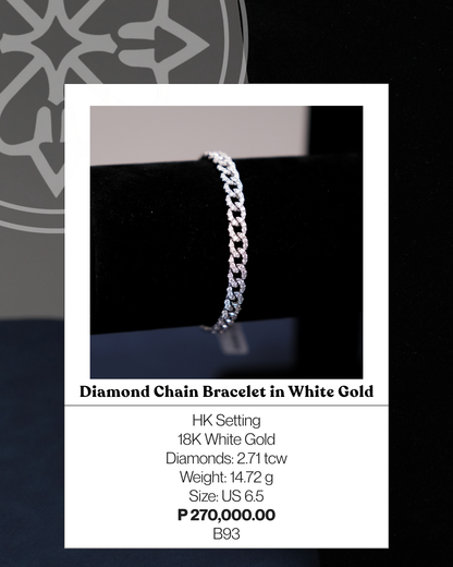 Diamond Chain Bracelet in White Gold
