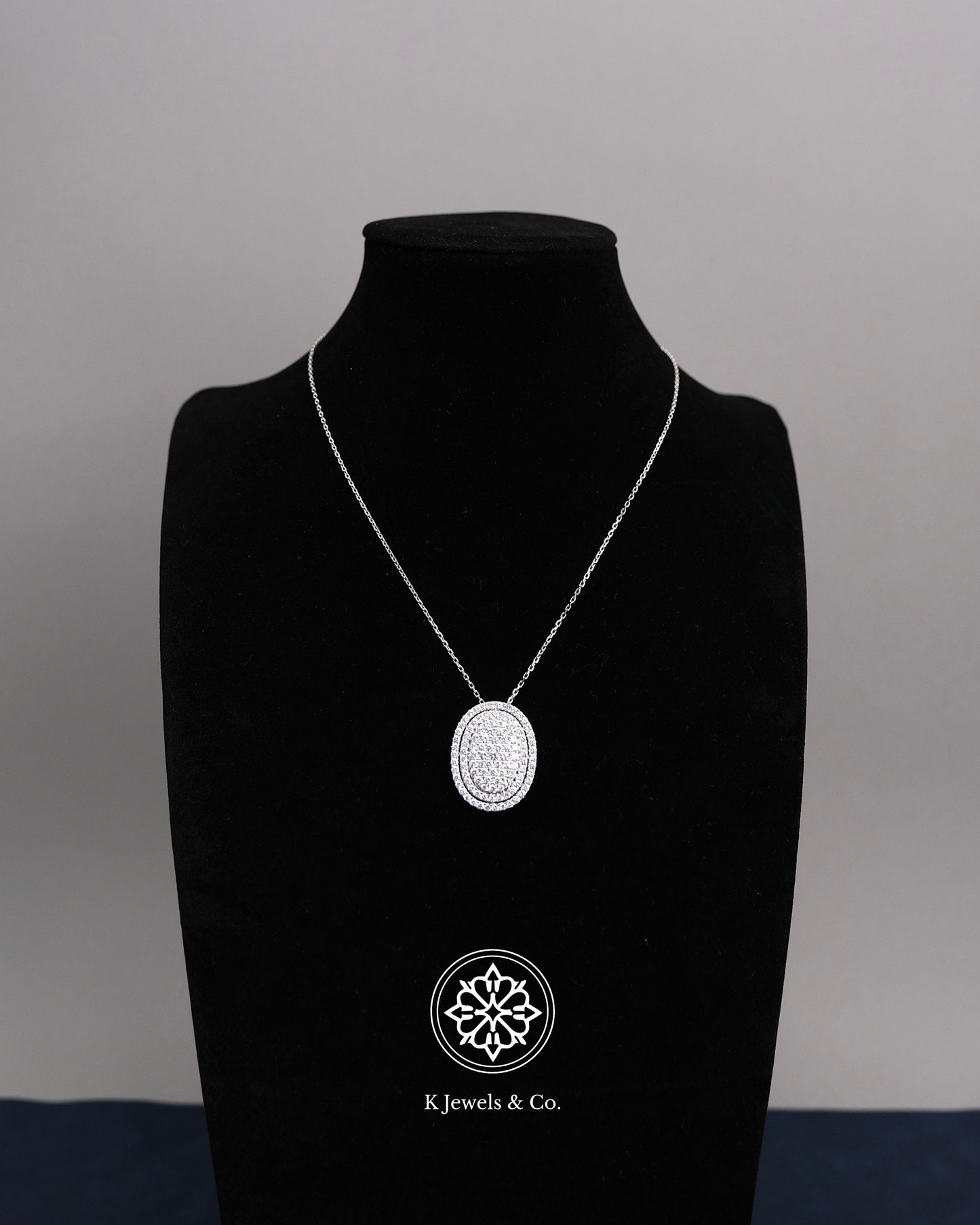 Oval Diamond Pendant w/ Chain