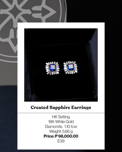 Created Sapphire Earrings