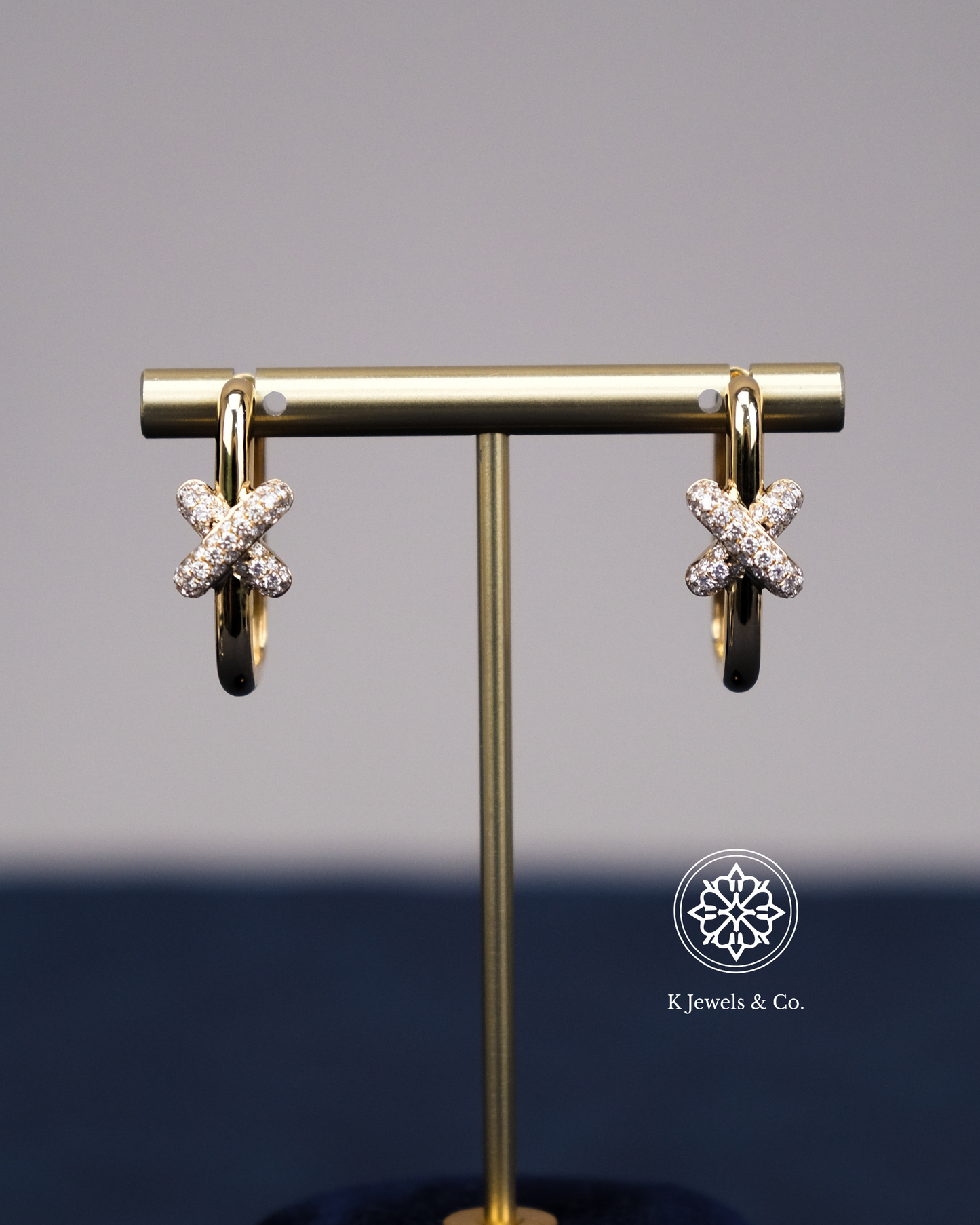 Diamond Loop Earrings in Yellow Gold