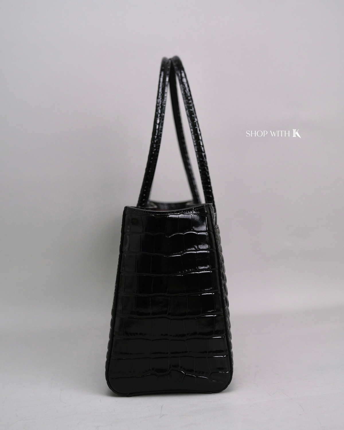 Chanel Cerf Tote Croc Stamp Black GHW