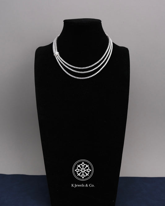 Triple Layer Diamond Tennis Necklace