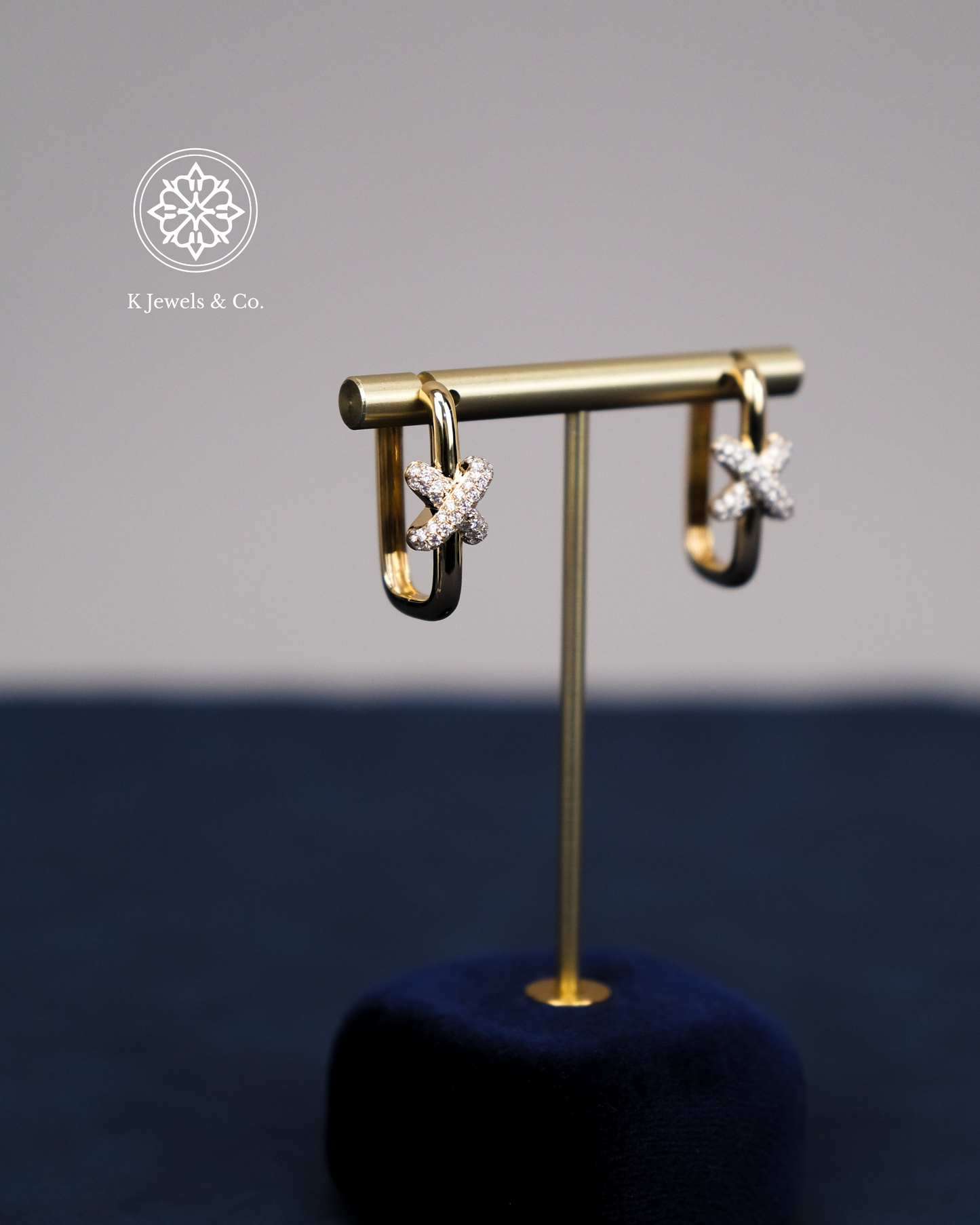 Diamond Loop Earrings in Yellow Gold