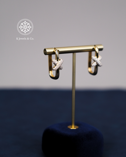 Diamond Loop Earrings in Yellow Gold