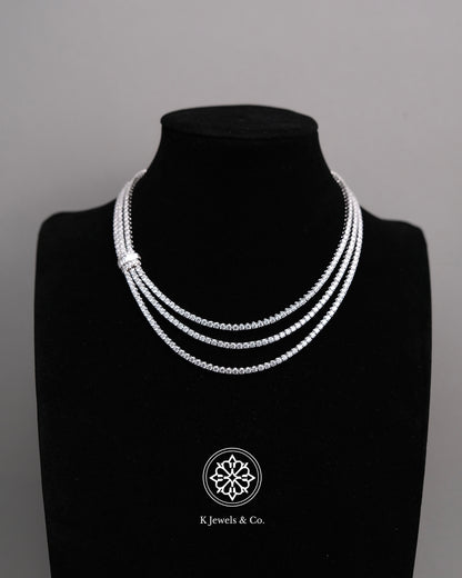 Triple Layer Diamond Tennis Necklace