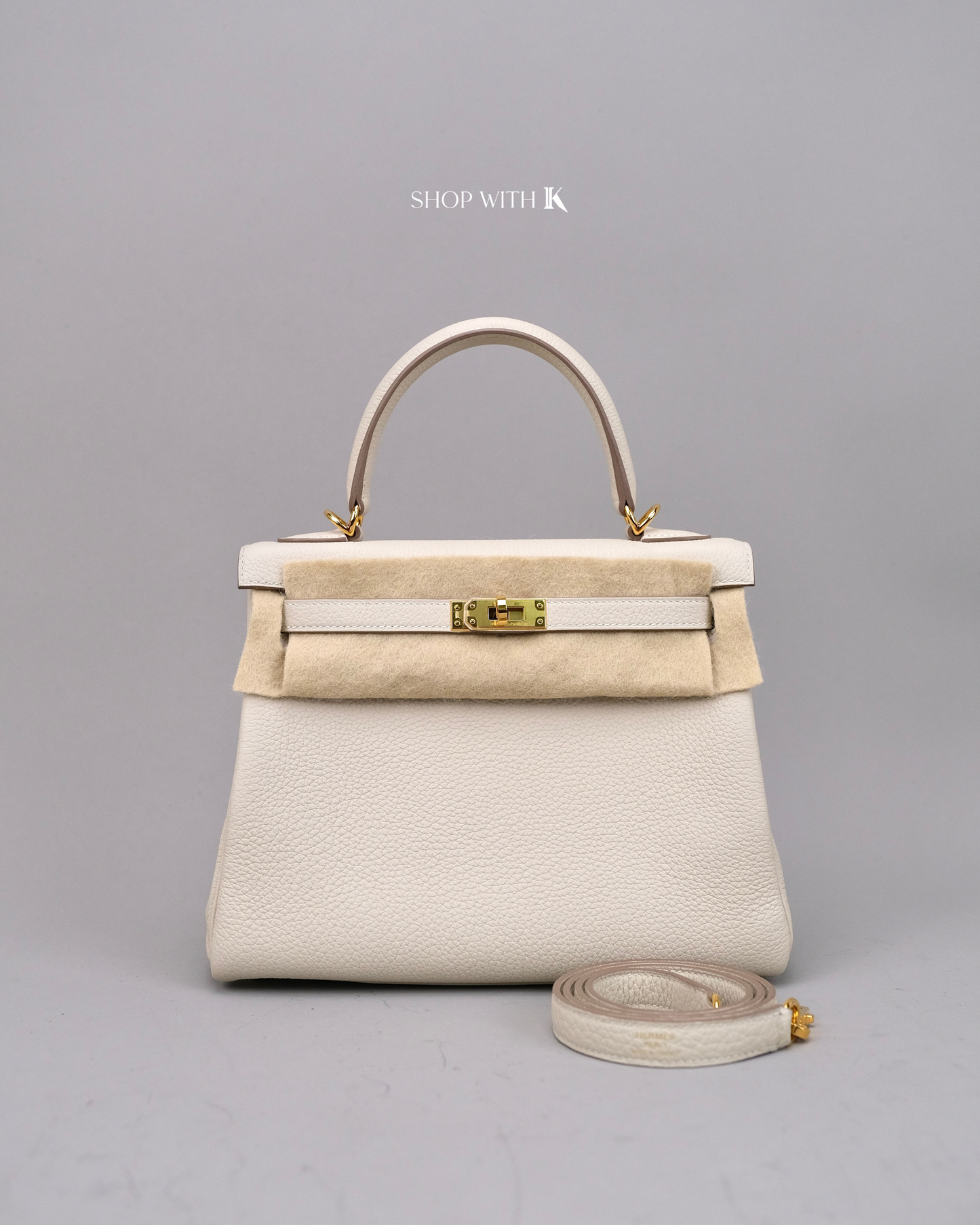 Hermes Kelly 25 Craie GHW