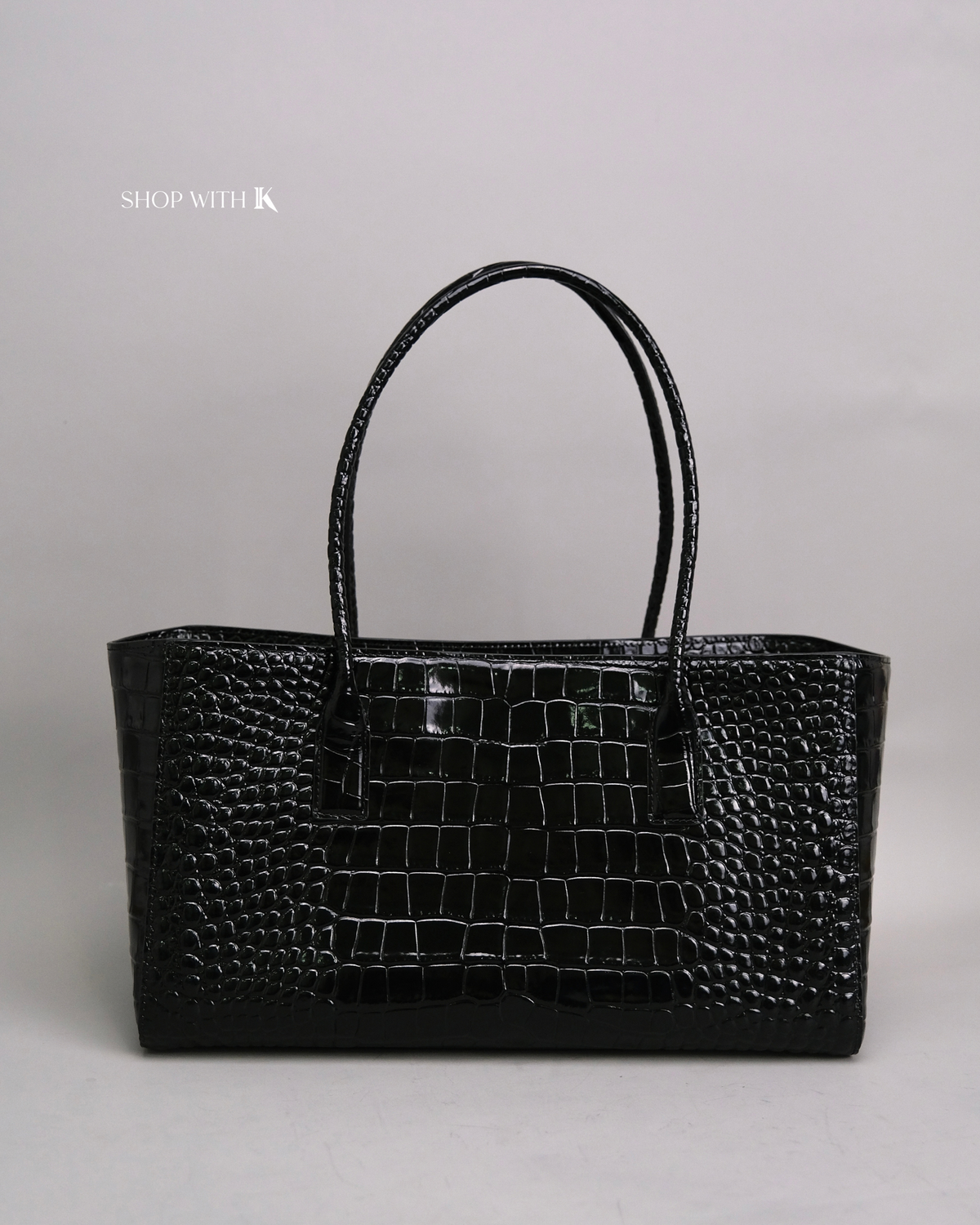Chanel Cerf Tote Croc Stamp Black GHW