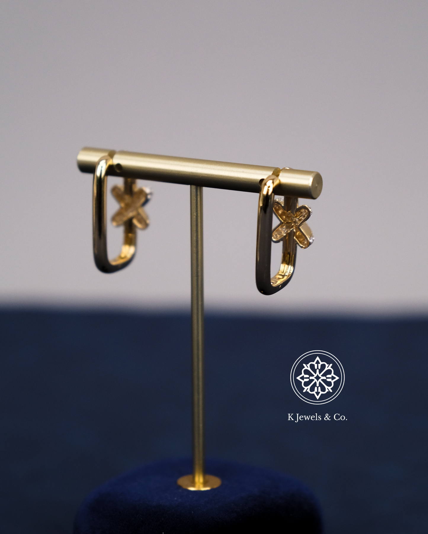 Diamond Loop Earrings in Yellow Gold
