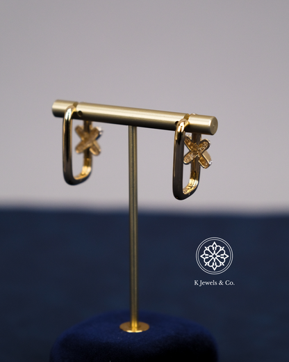 Diamond Loop Earrings in Yellow Gold
