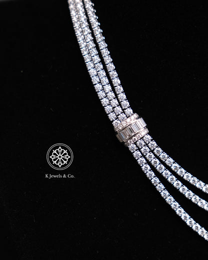 Triple Layer Diamond Tennis Necklace