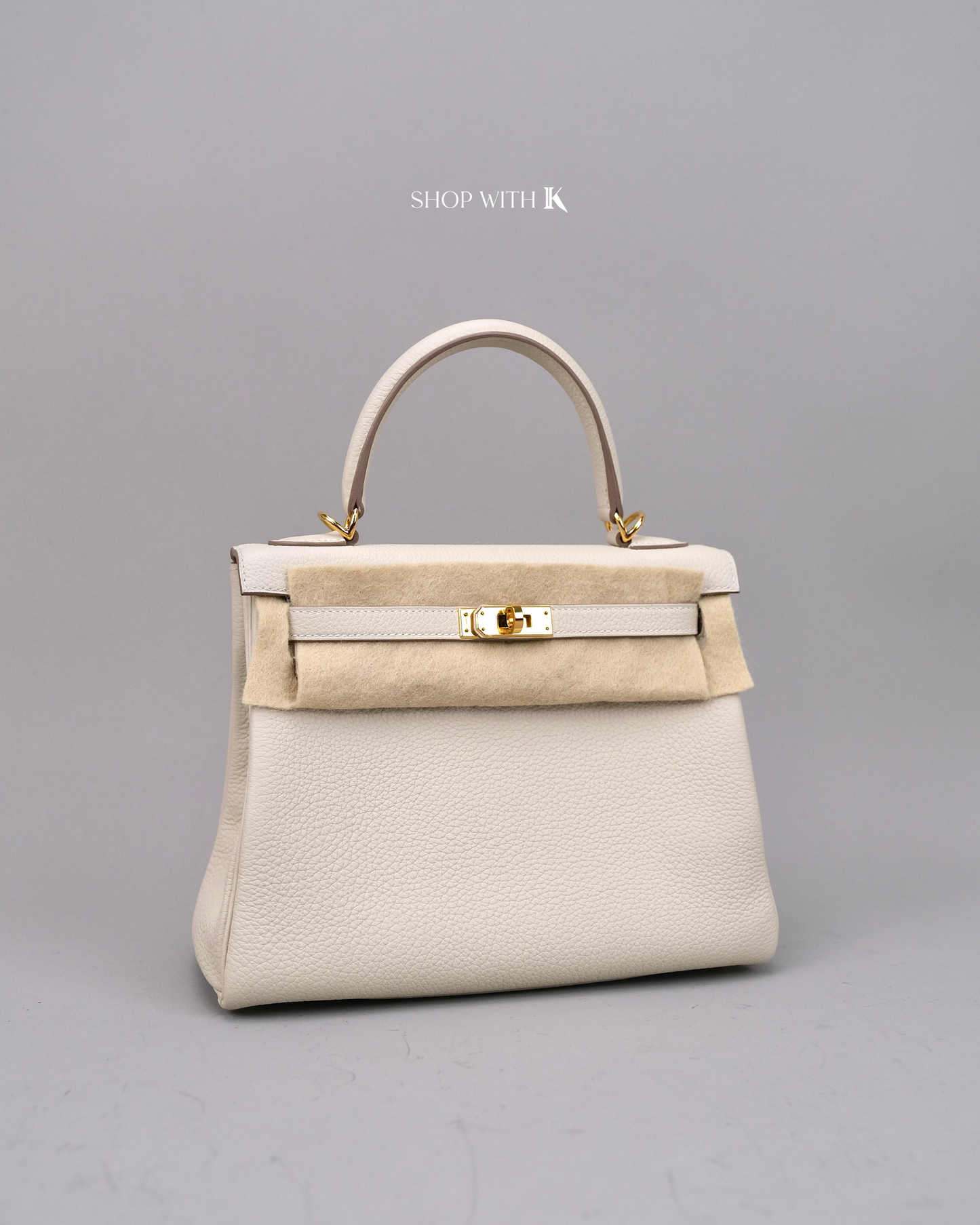 Hermes Kelly 25 Craie GHW