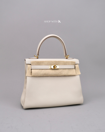 Hermes Kelly 25 Craie GHW