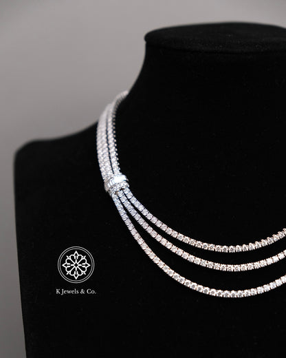 Triple Layer Diamond Tennis Necklace
