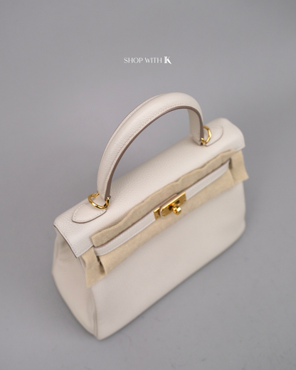 Hermes Kelly 25 Craie GHW