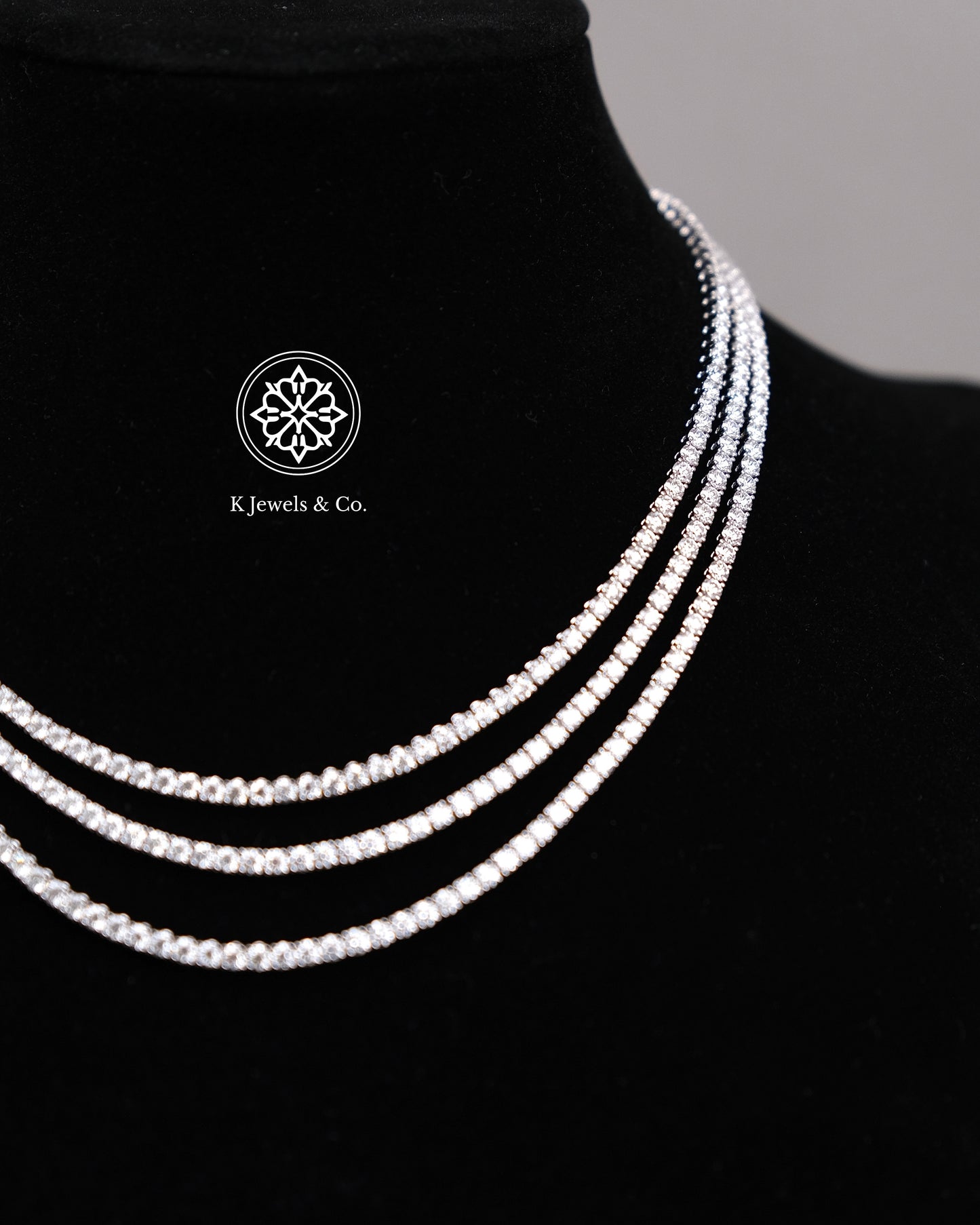 Triple Layer Diamond Tennis Necklace