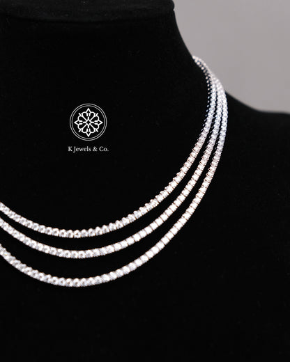 Triple Layer Diamond Tennis Necklace