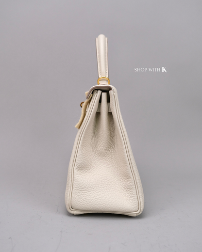 Hermes Kelly 25 Craie GHW