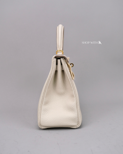 Hermes Kelly 25 Craie GHW