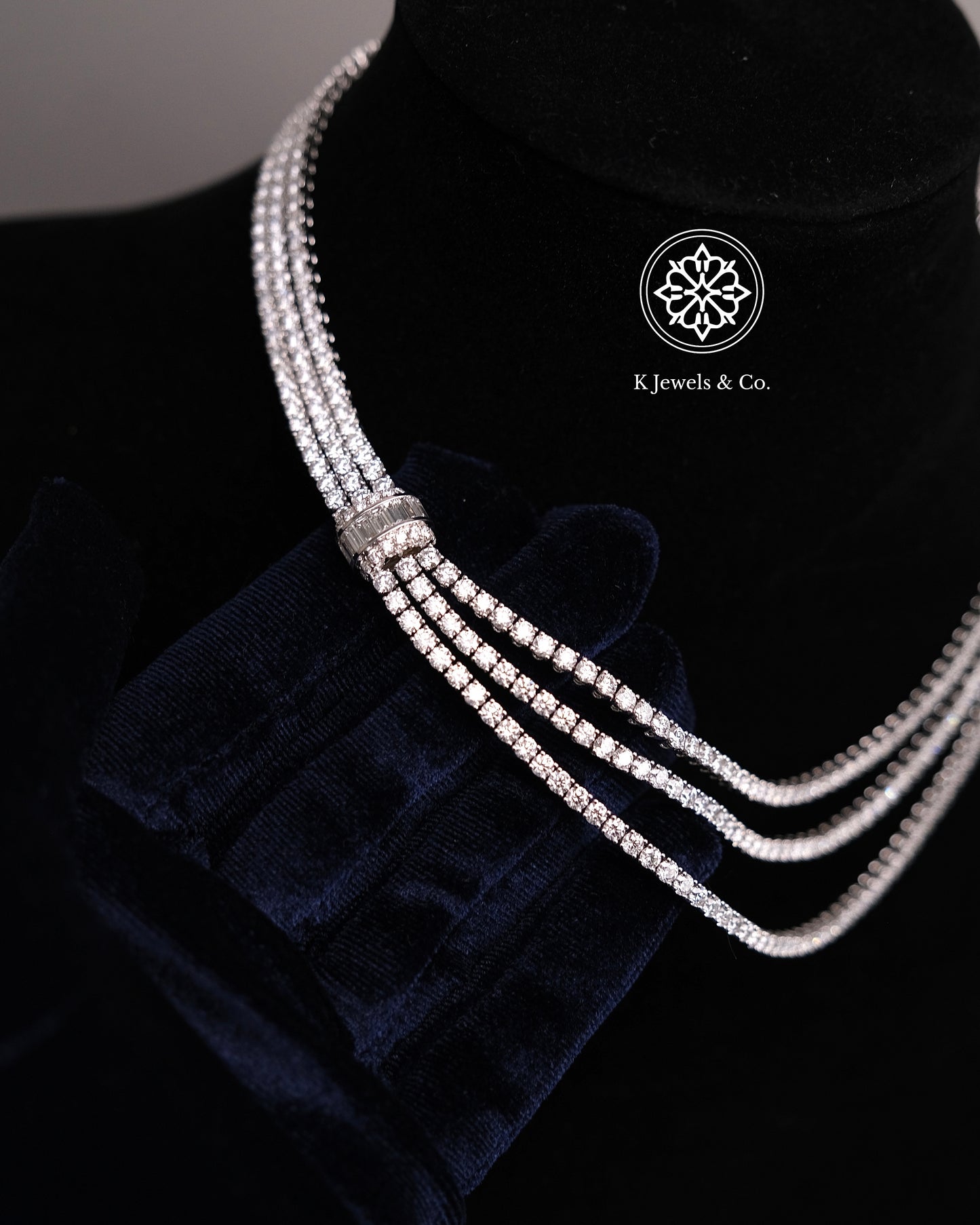 Triple Layer Diamond Tennis Necklace