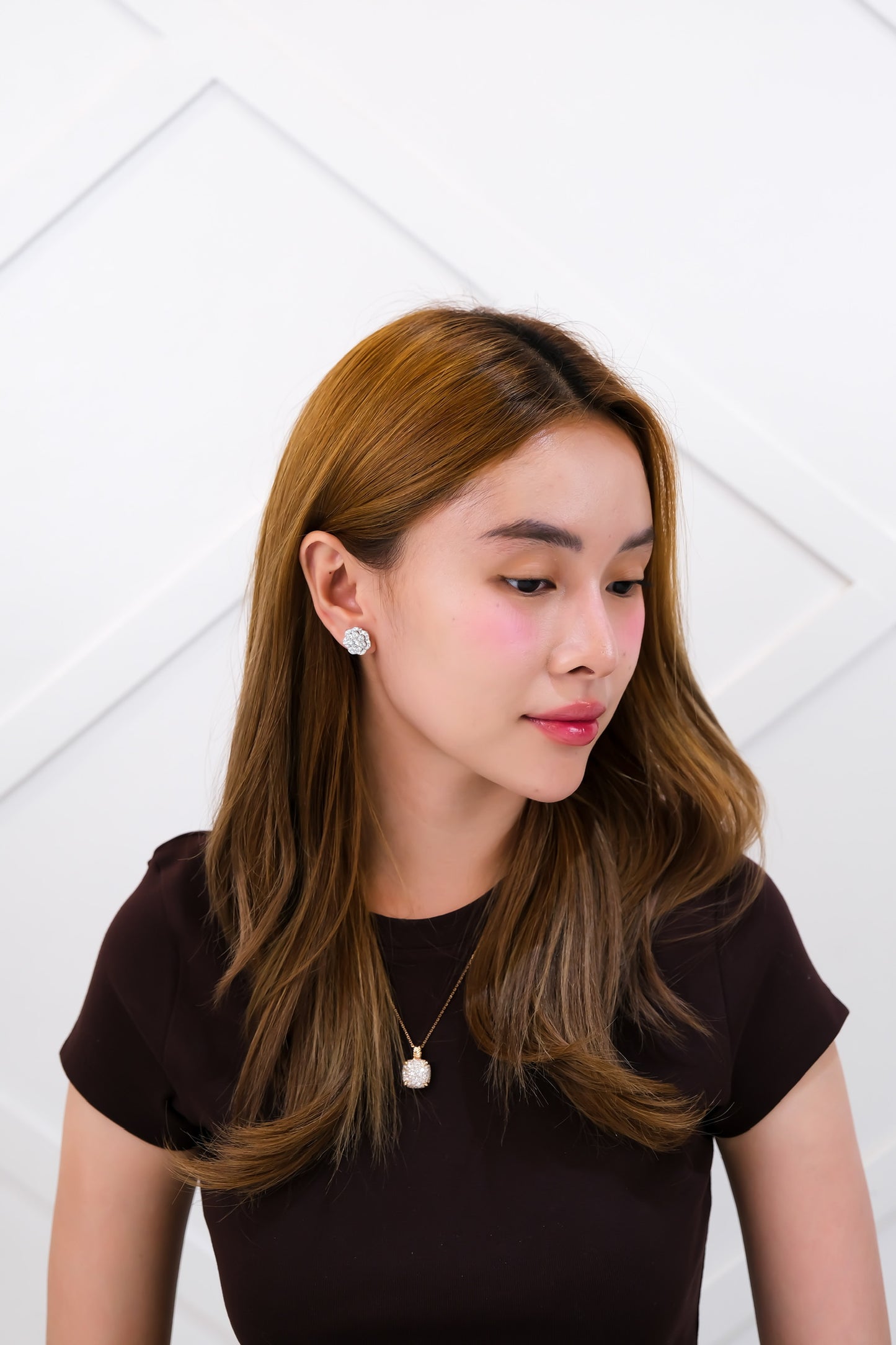 Diamond Flower Earrings