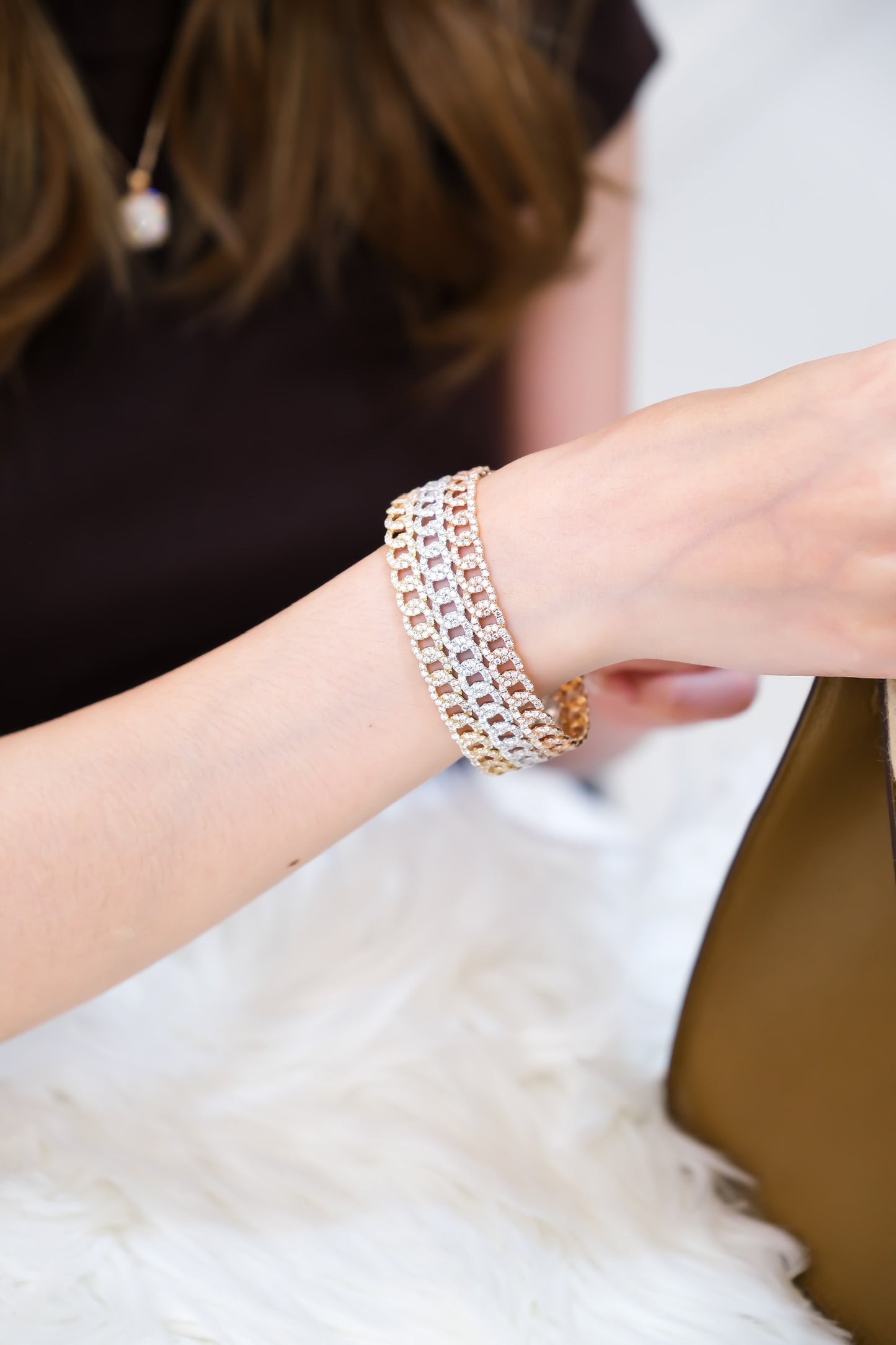 Tricolor Diamond Bangle