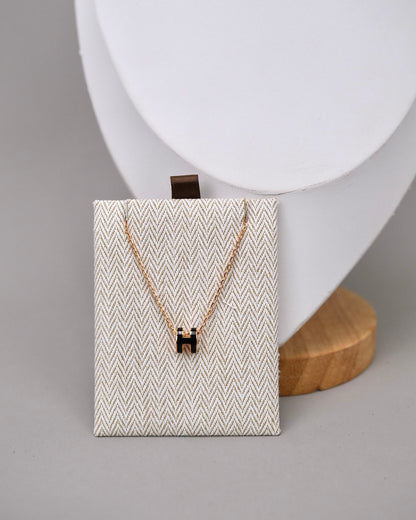 Hermes Pop H Pendant Necklace Noir RGHW