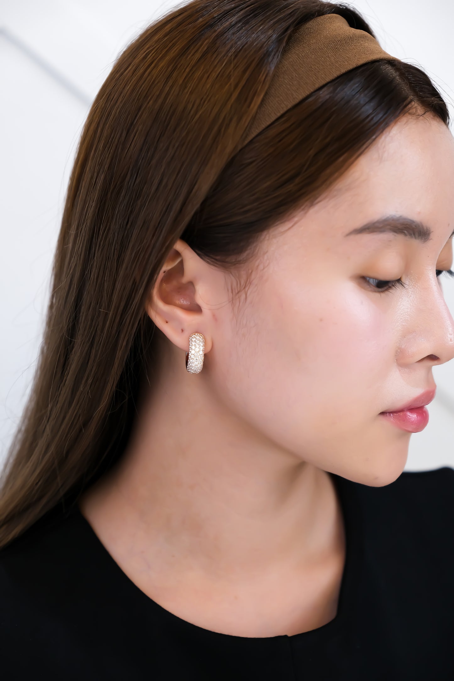 Diamond Loop Earrings in Rose Gold