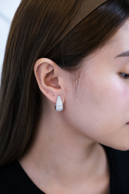 Diamond Loop Earrings in White Gold