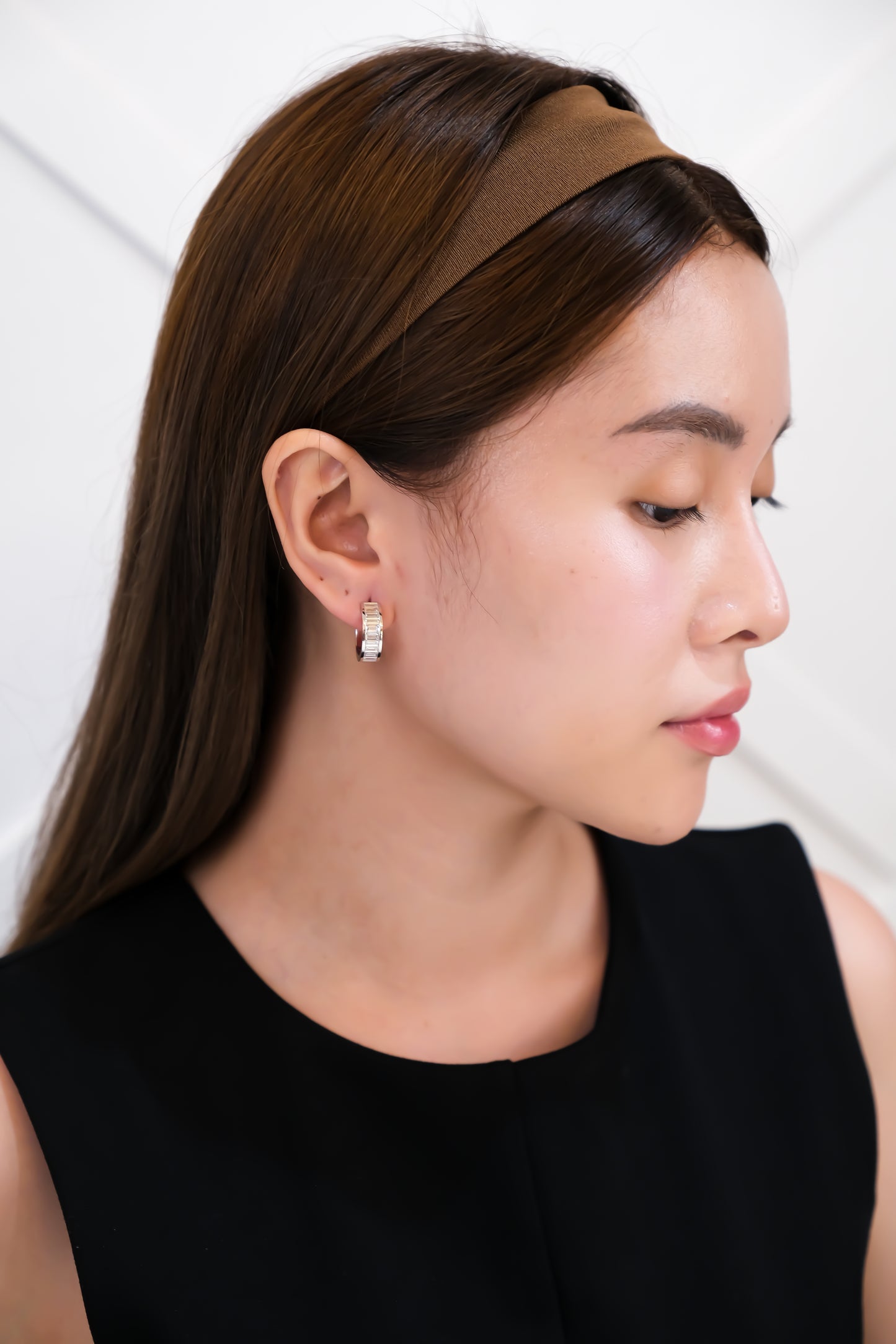 Diamond Loop Earrings in White Gold