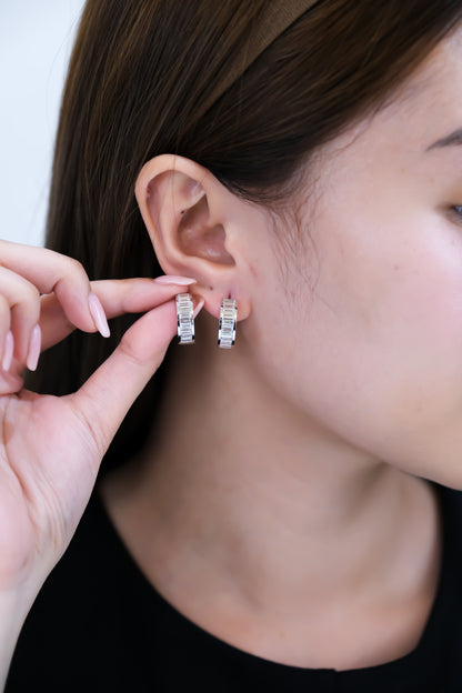 Diamond Loop Earrings in White Gold