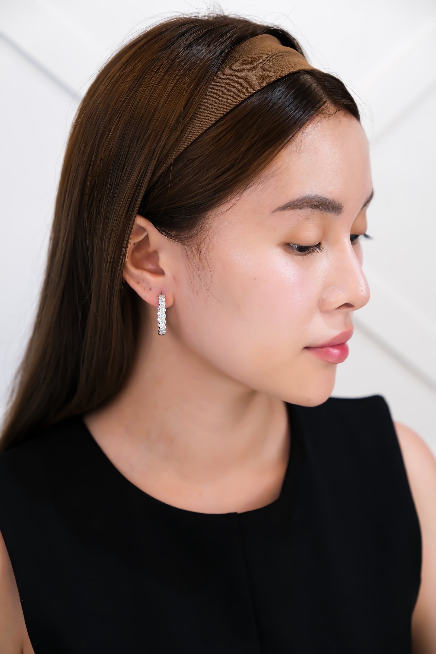 Diamond Loop Earrings in White Gold