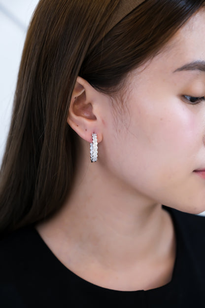 Diamond Loop Earrings in White Gold