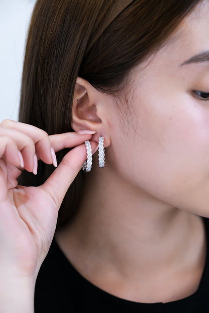 Diamond Loop Earrings in White Gold