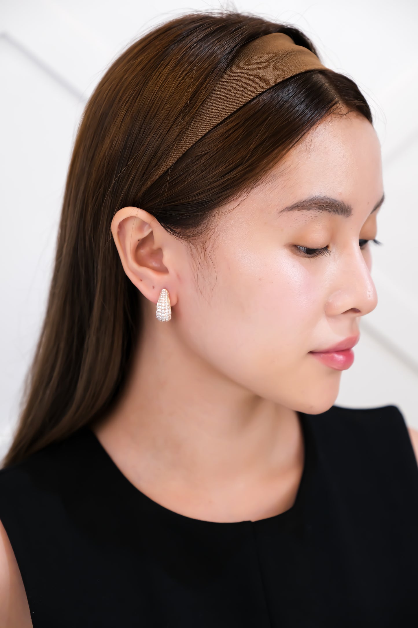 Diamond Loop Earrings in Yellow Gold