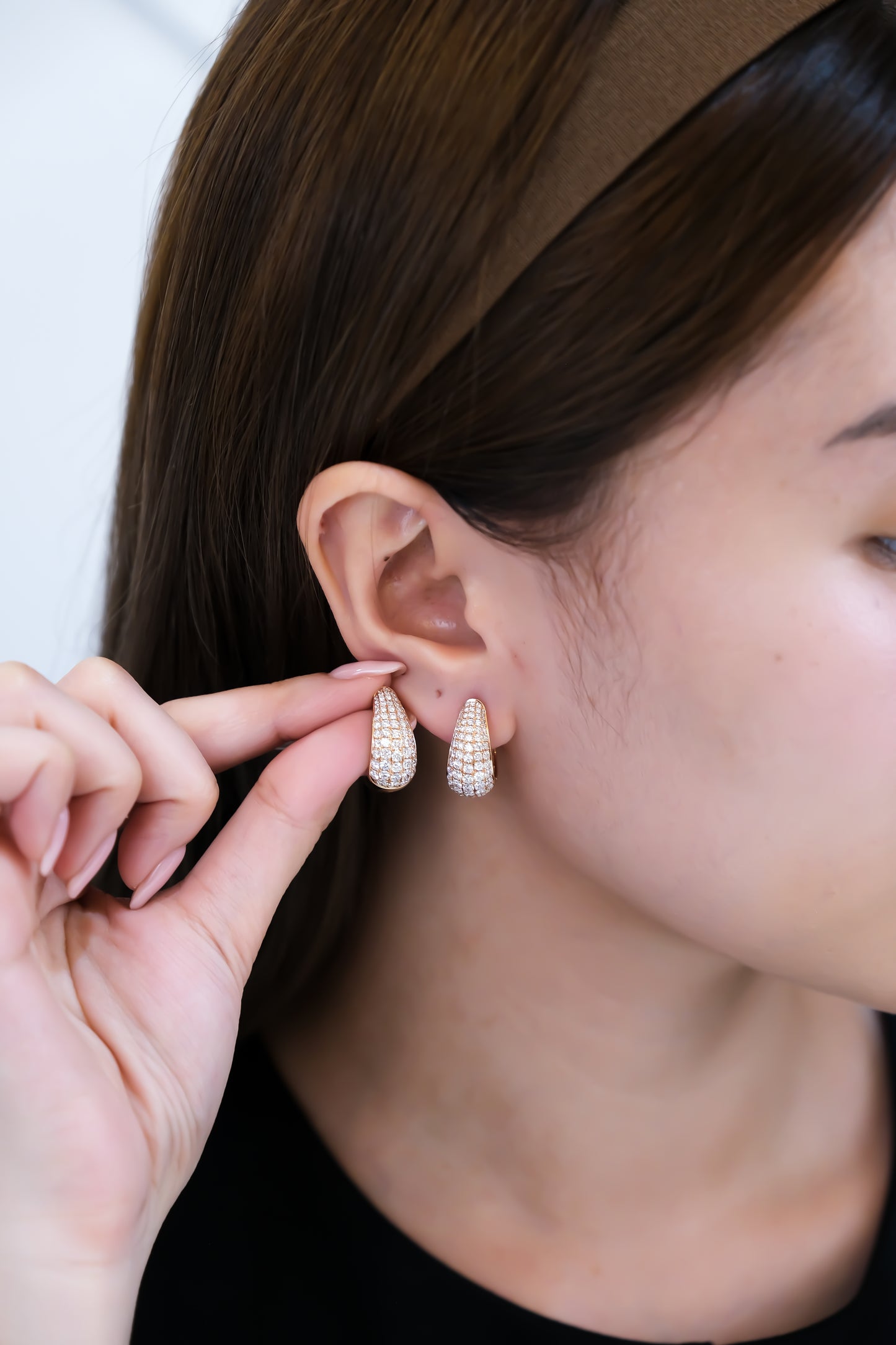 Diamond Loop Earrings in Yellow Gold