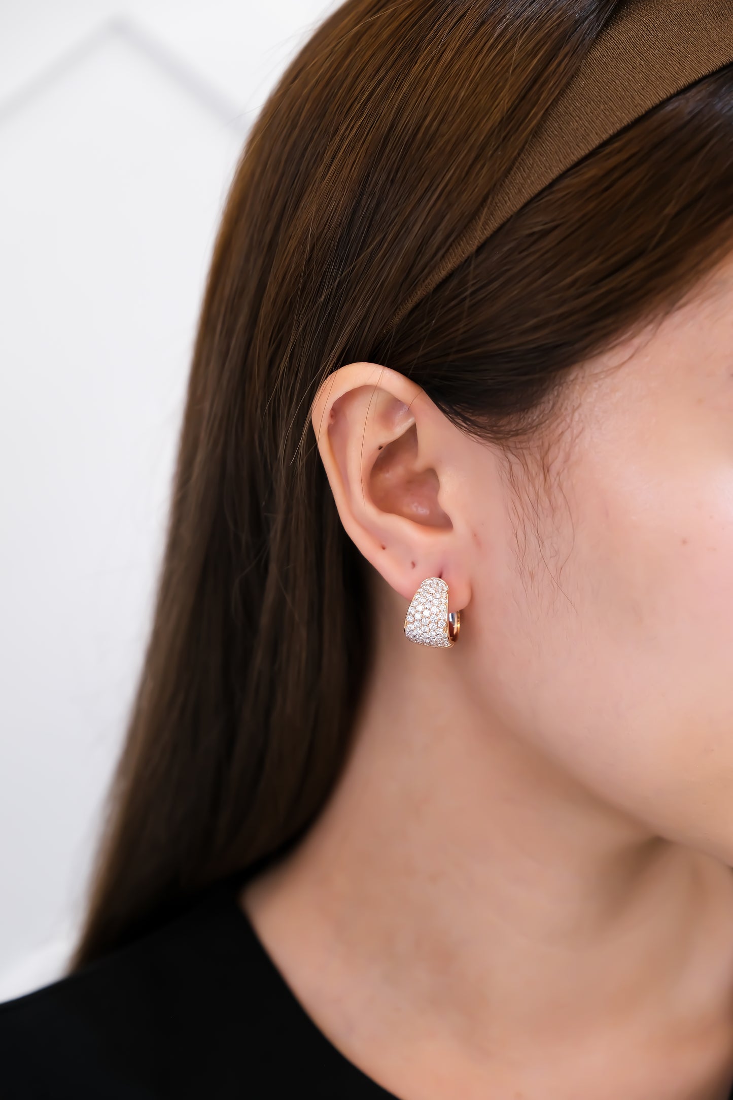 Diamond Loop Earrings in Rose Gold