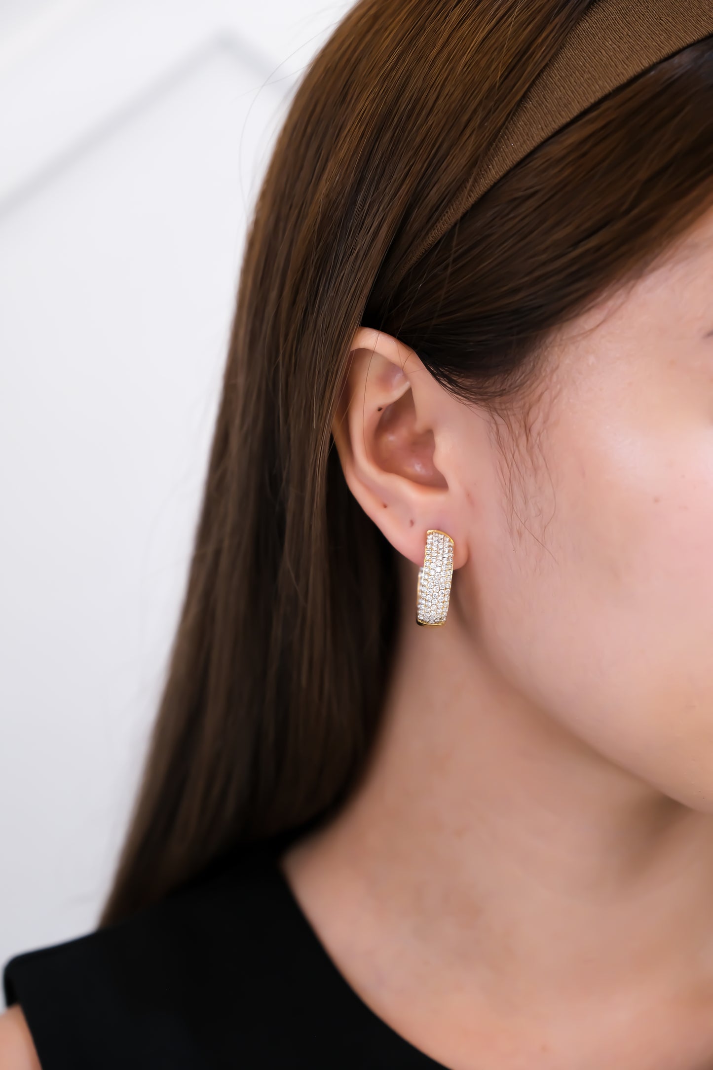 Diamond Loop Earrings in Yellow Gold